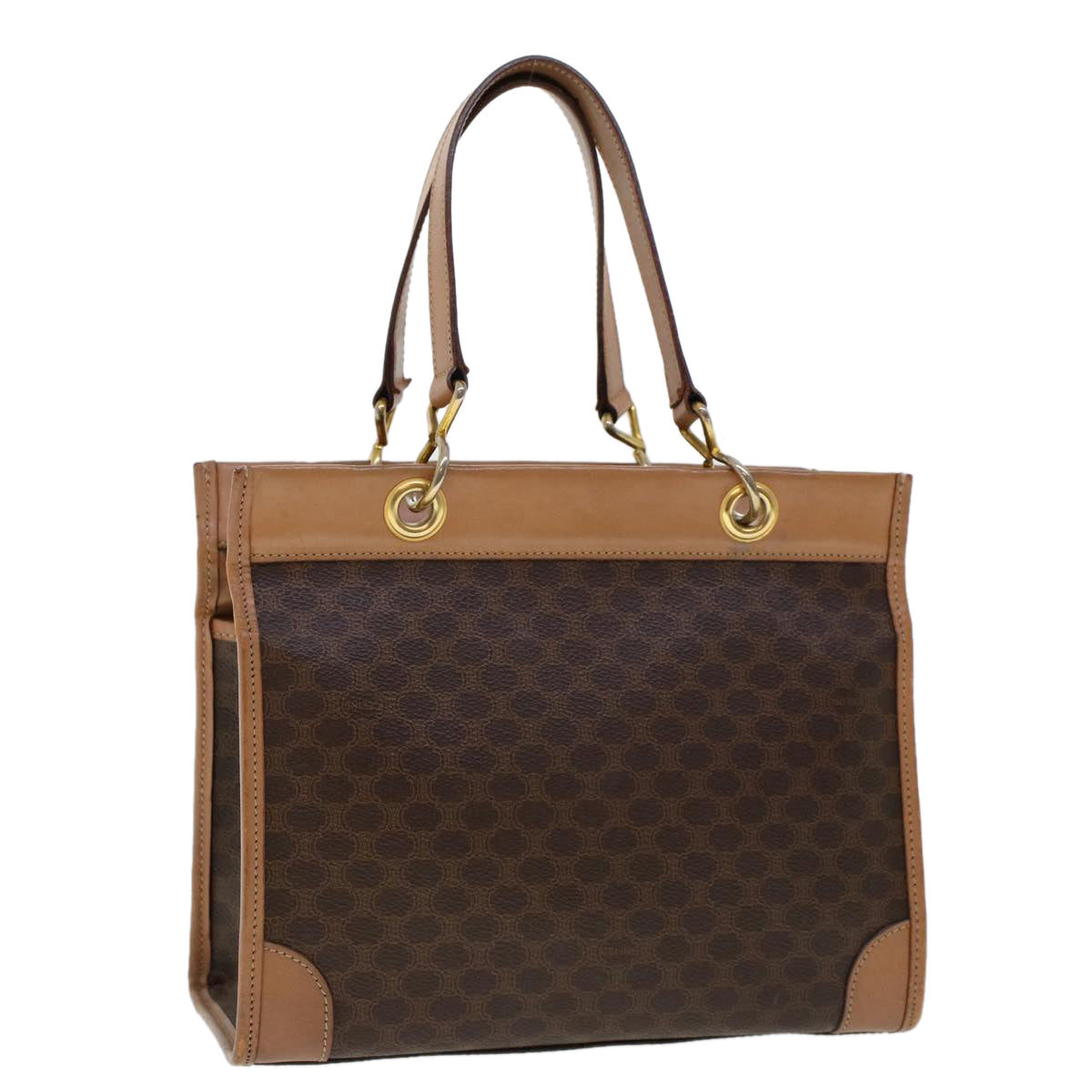Luxury CELINE Macadam Canvas Hand Bag PVC Leather Brown  cl579
