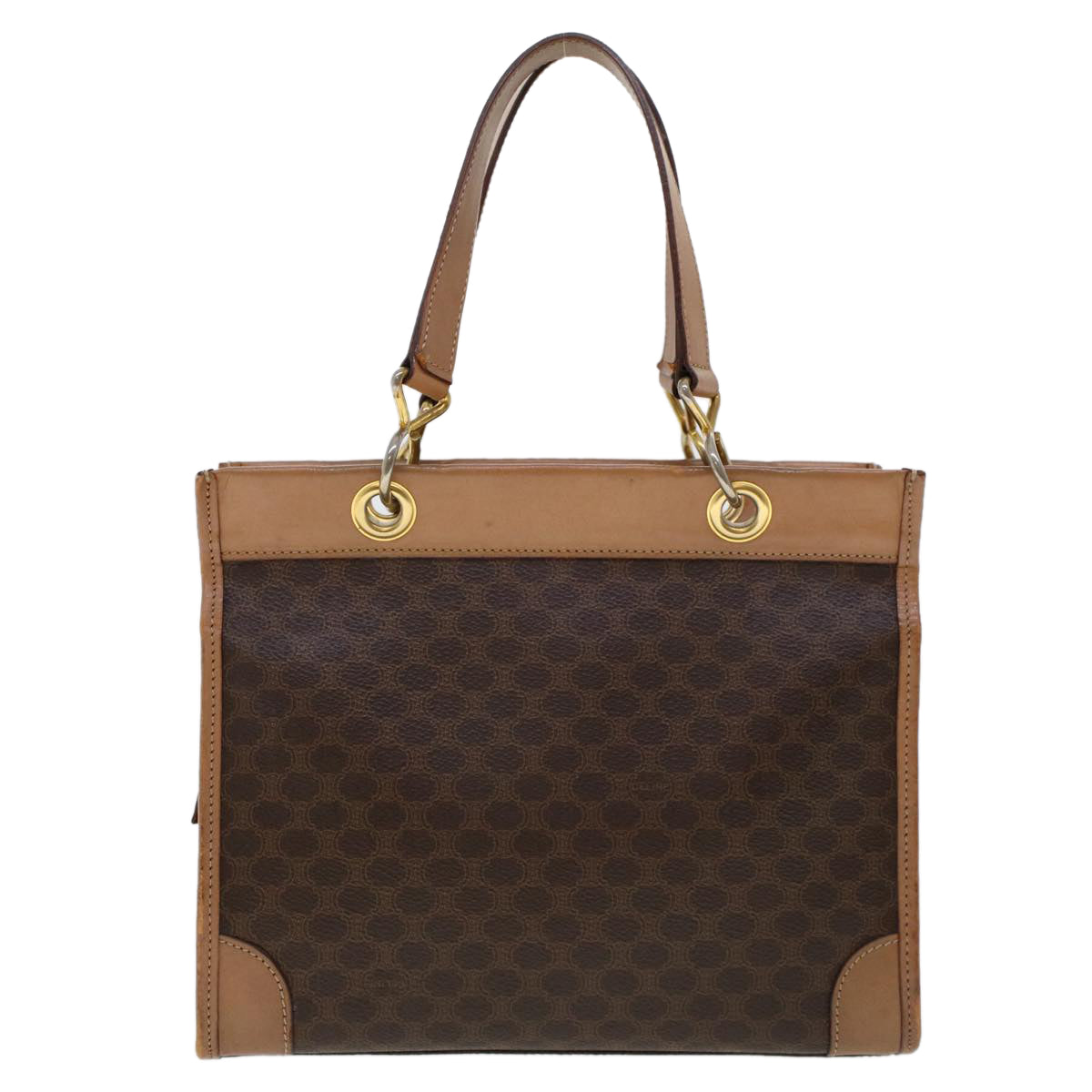 Luxury CELINE Macadam Canvas Hand Bag PVC Leather Brown  cl579
