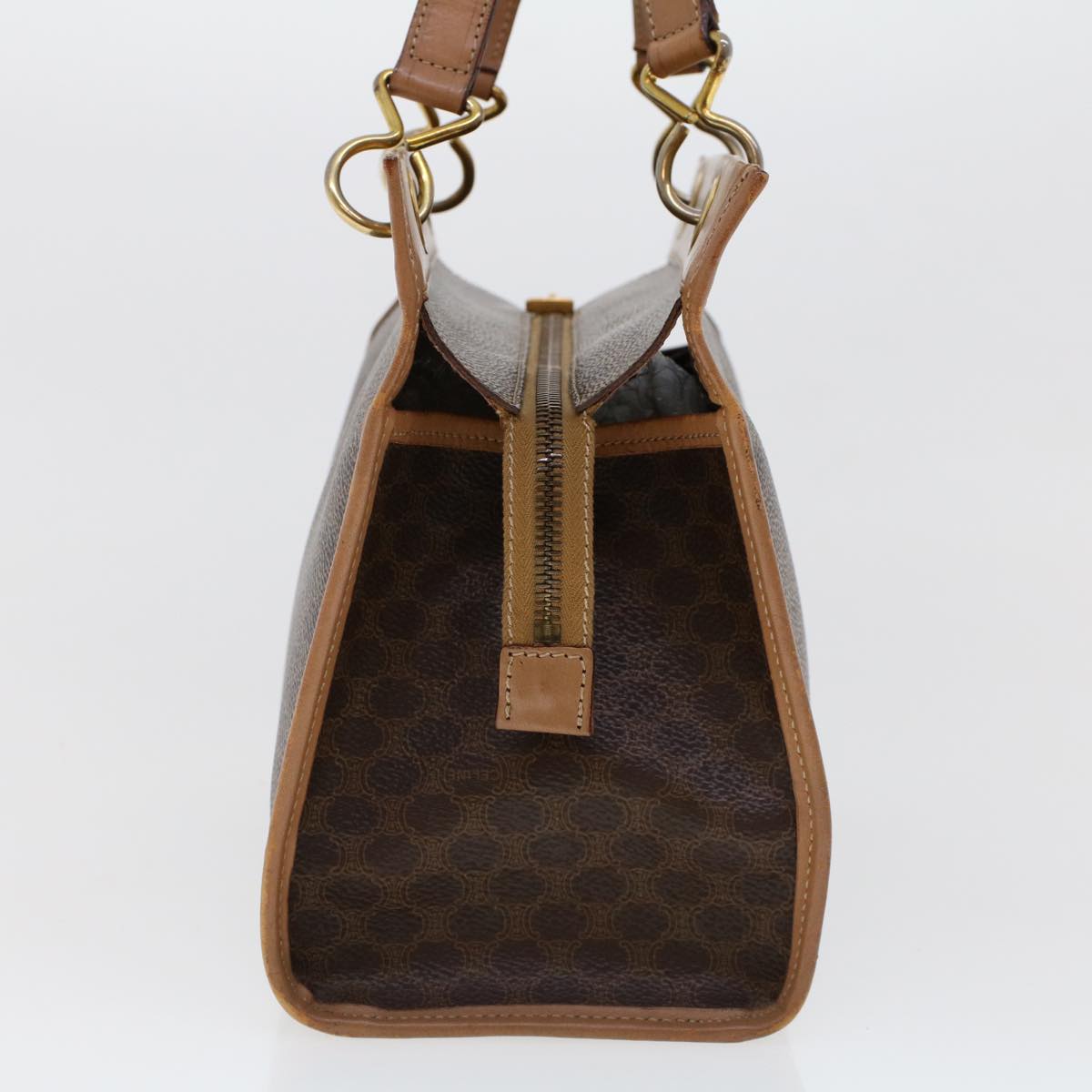Luxury CELINE Macadam Canvas Hand Bag PVC Leather Brown  cl579