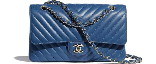 Chanel Classic Clutch With Chain  CWC Caviar Blue SiLouis Vuittoner-Toned