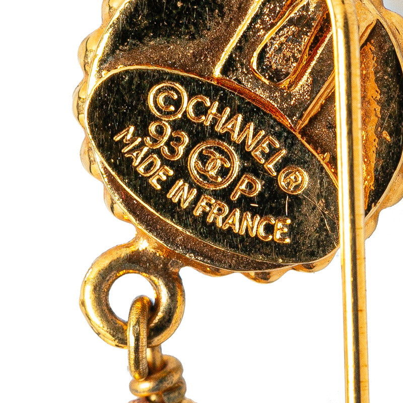 Chanel Gold Plated Clover Motif Faux Pearl Brooch 93P Classic Flap Tote