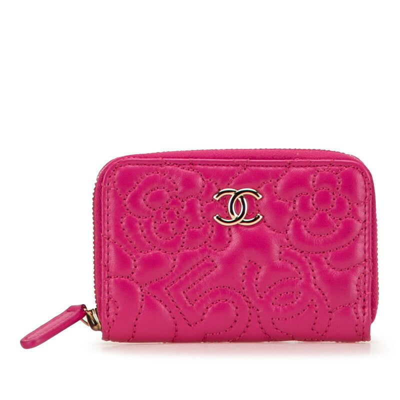 Chanel Camellia Lambskin Coin Case Handbag