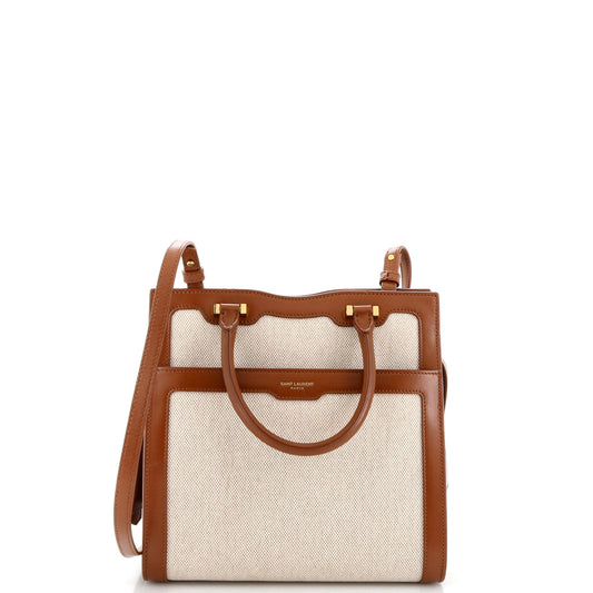 Luxury Saint Laurent Trending 2025 Uptown Tote Canvas with Leather Small