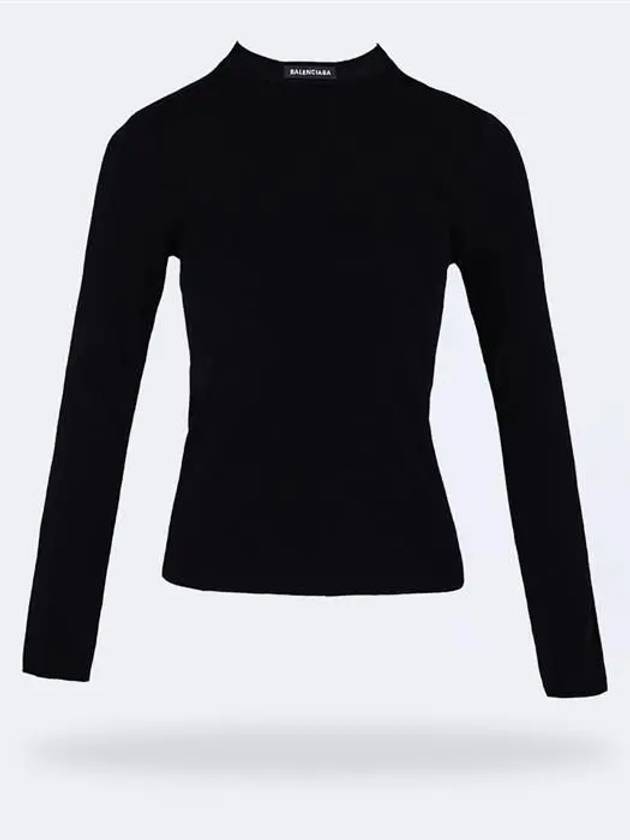 Luxury Balenciaga Trending 2026 WoMen's Neck Logo Crew Neck Knit Top Black