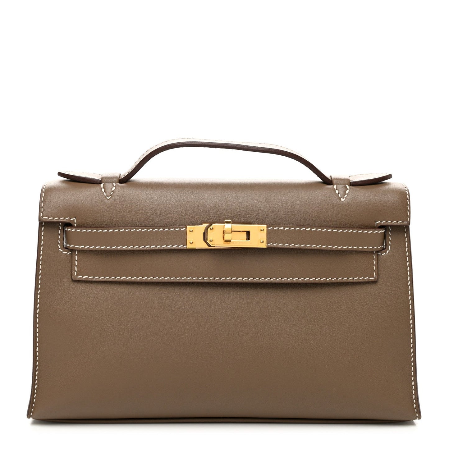 Hermes Swift Kelly Pochette Clutch Etoupe