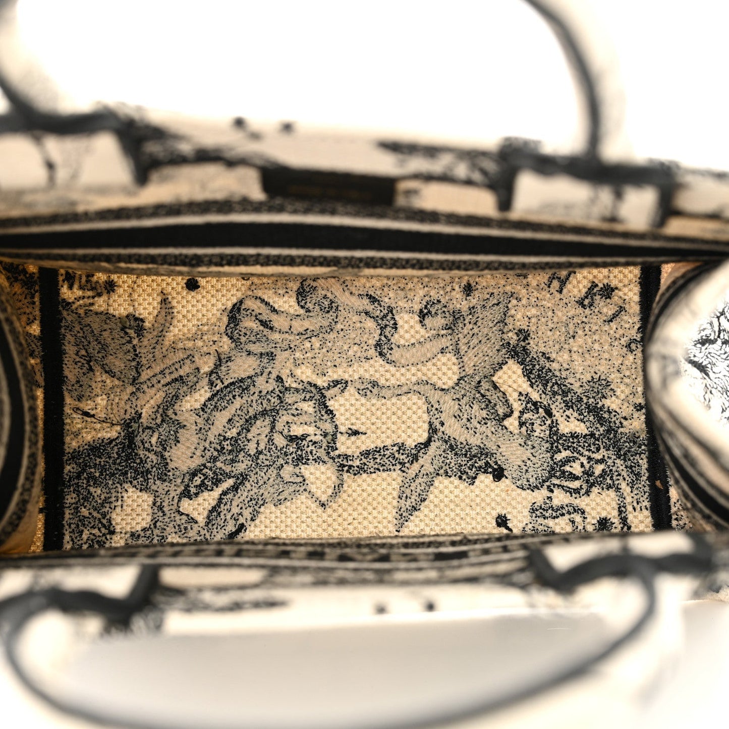 Christian Dior Canvas Embroidered Small Zodiac Toile De Jouy Book Tote Latte