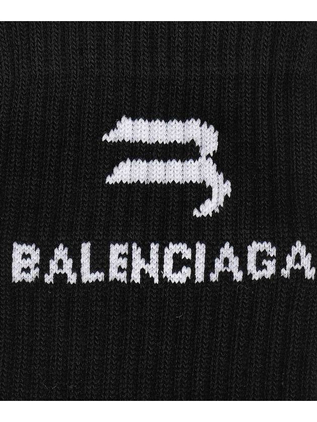 Luxury Balenciaga Trending 2026 Logo Ribbed Cotton Socks Black