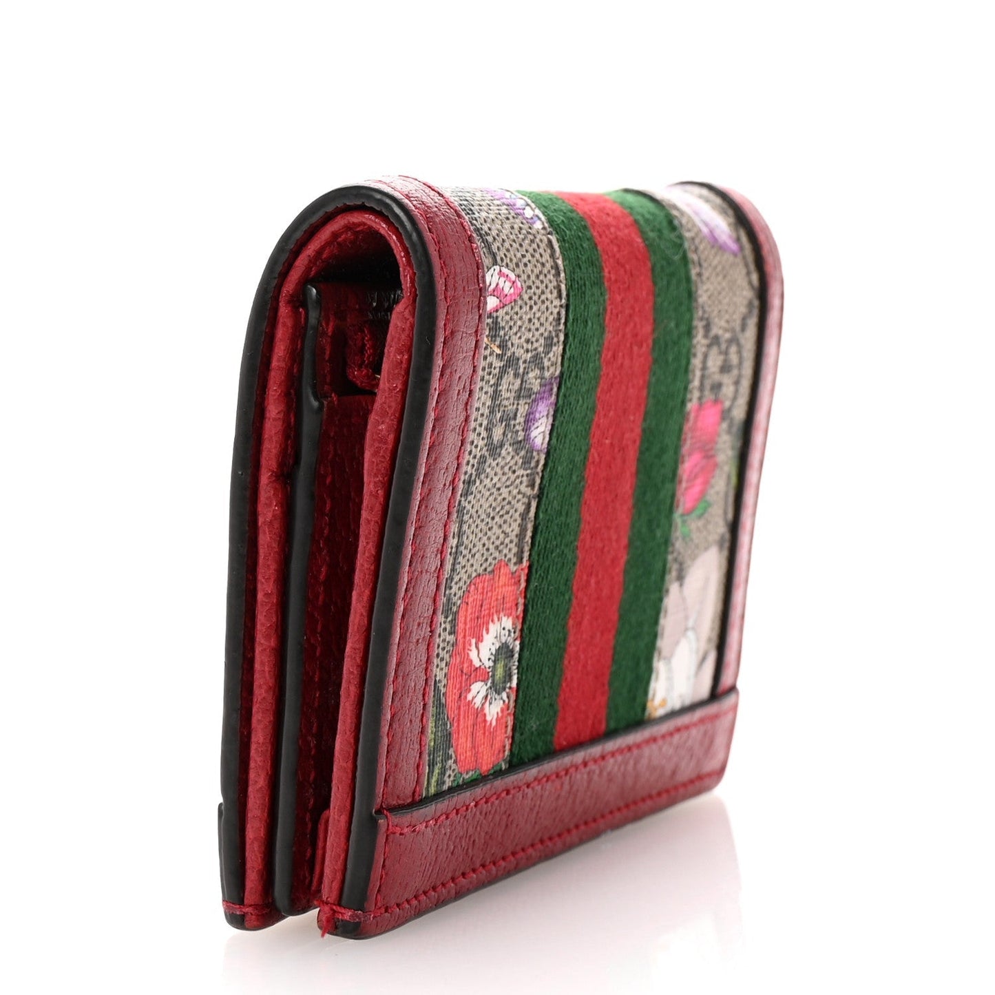 Gucci GG Supreme Monogram Flora Web Ophidia Card Case Red