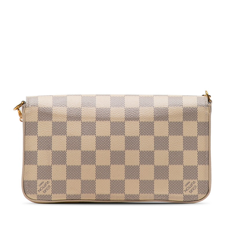 Louis Vuitton Damier Azur Pochette Felice Chain Wallet N40491 White PVC Leather  Louis Vuitton