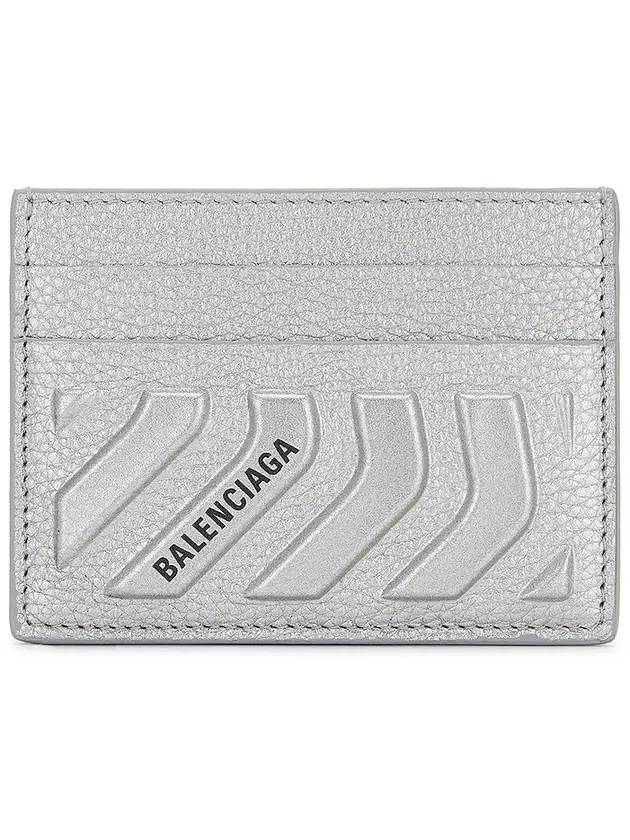 Luxury Balenciaga Trending 2026 Logo Grain Card Wallet Silver