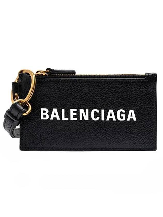 Luxury Balenciaga Trending 2026 Logo Cash Keyring Card Wallet Black