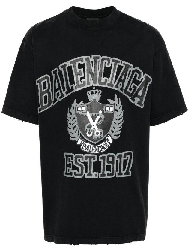 Luxury Balenciaga Trending 2026 DIY College Medium Fit Short Sleeve T-Shirt Black