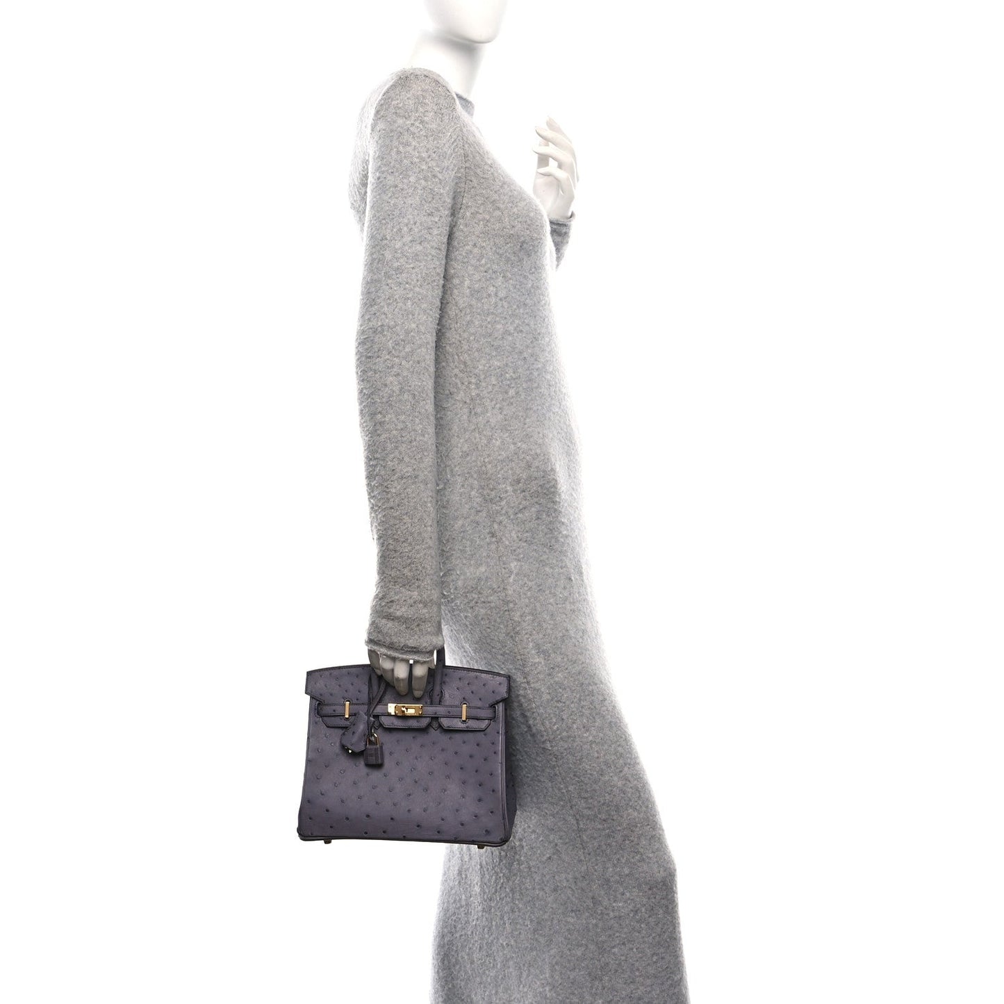 Hermes Ostrich Birkin 25 Gris Agate