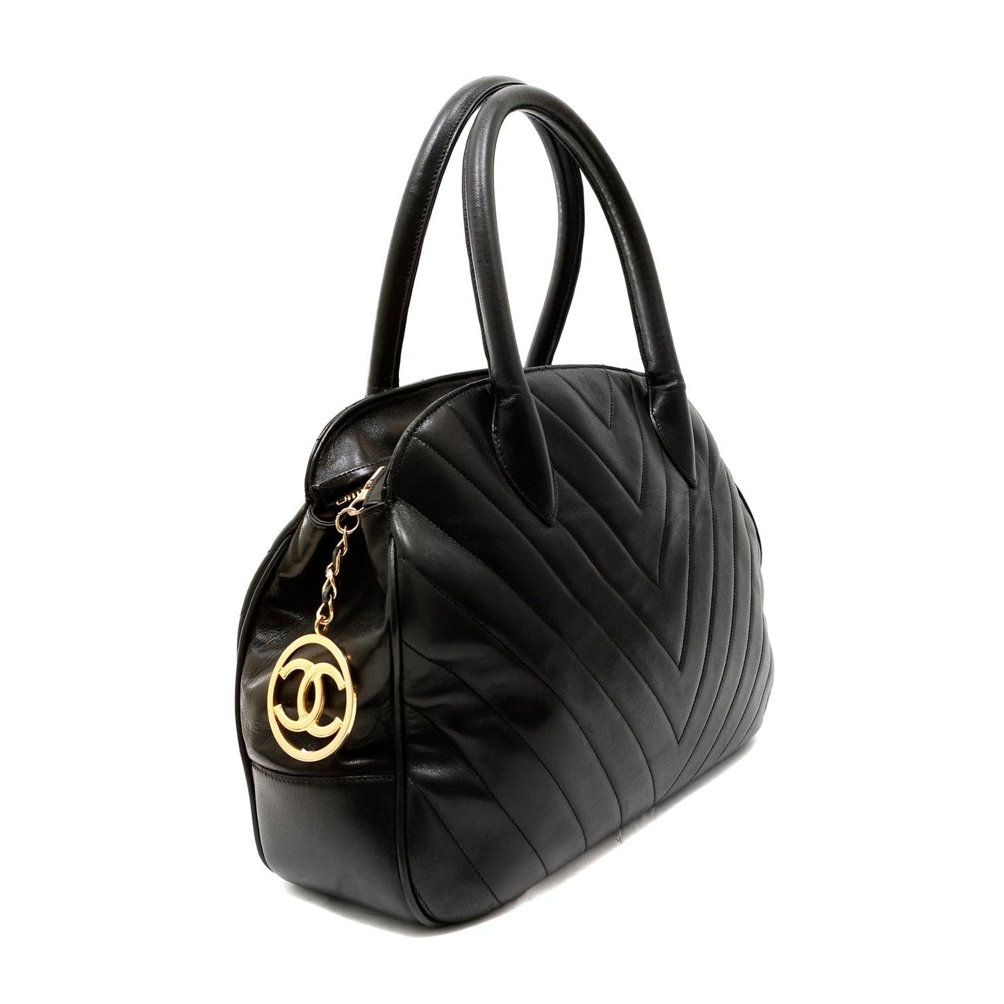Chanel Black Chevron Leather   Day Bag