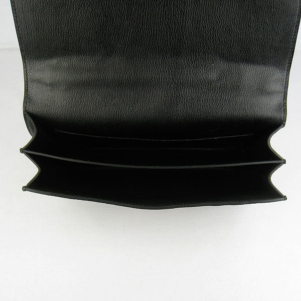 Luxury Hermes Calf Leather Message Bag H020 Black Golden