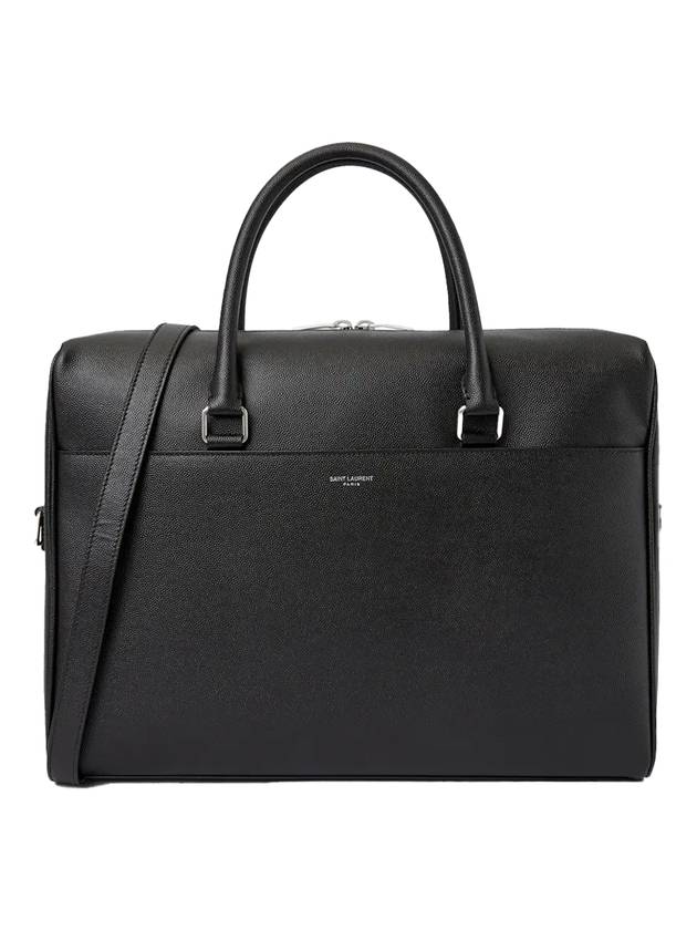 Luxury Saint Laurent Trending 2025 Logo Leather Brief Case Black