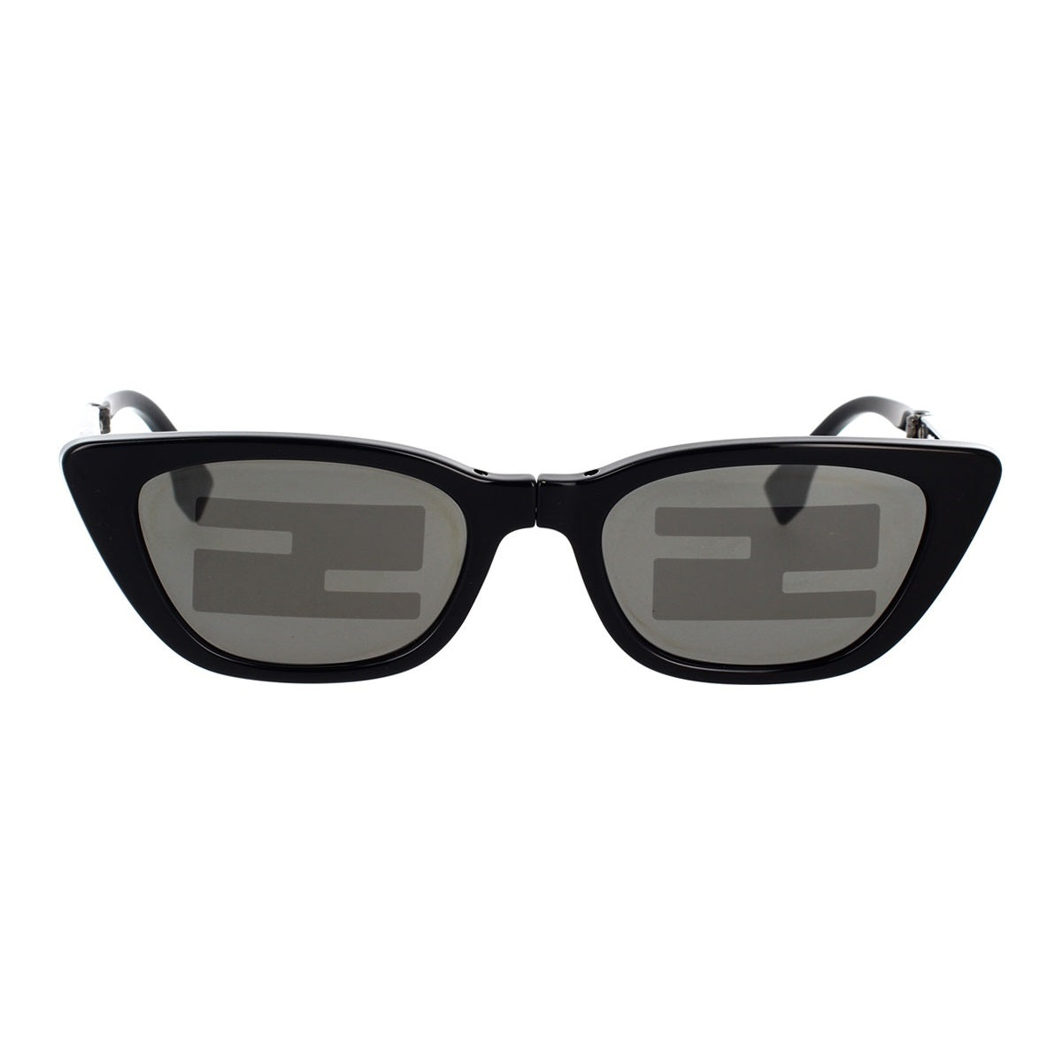 Fendi Sunglasses Cat Eye Full Rim, Shiny Black Frame and Smoke Mirror Pattern Lens FE40089I01C
