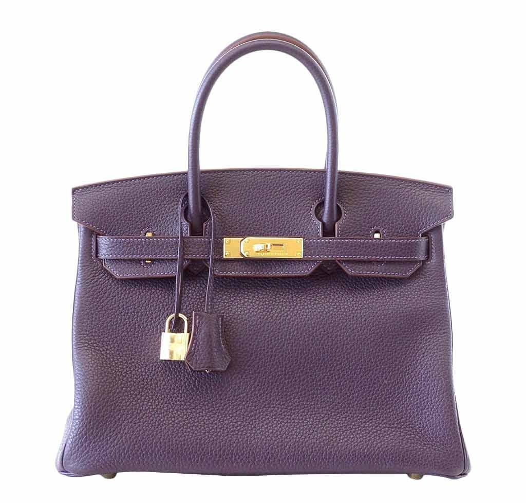 HermesBirkin 30 Raisin Togo Bag GHW