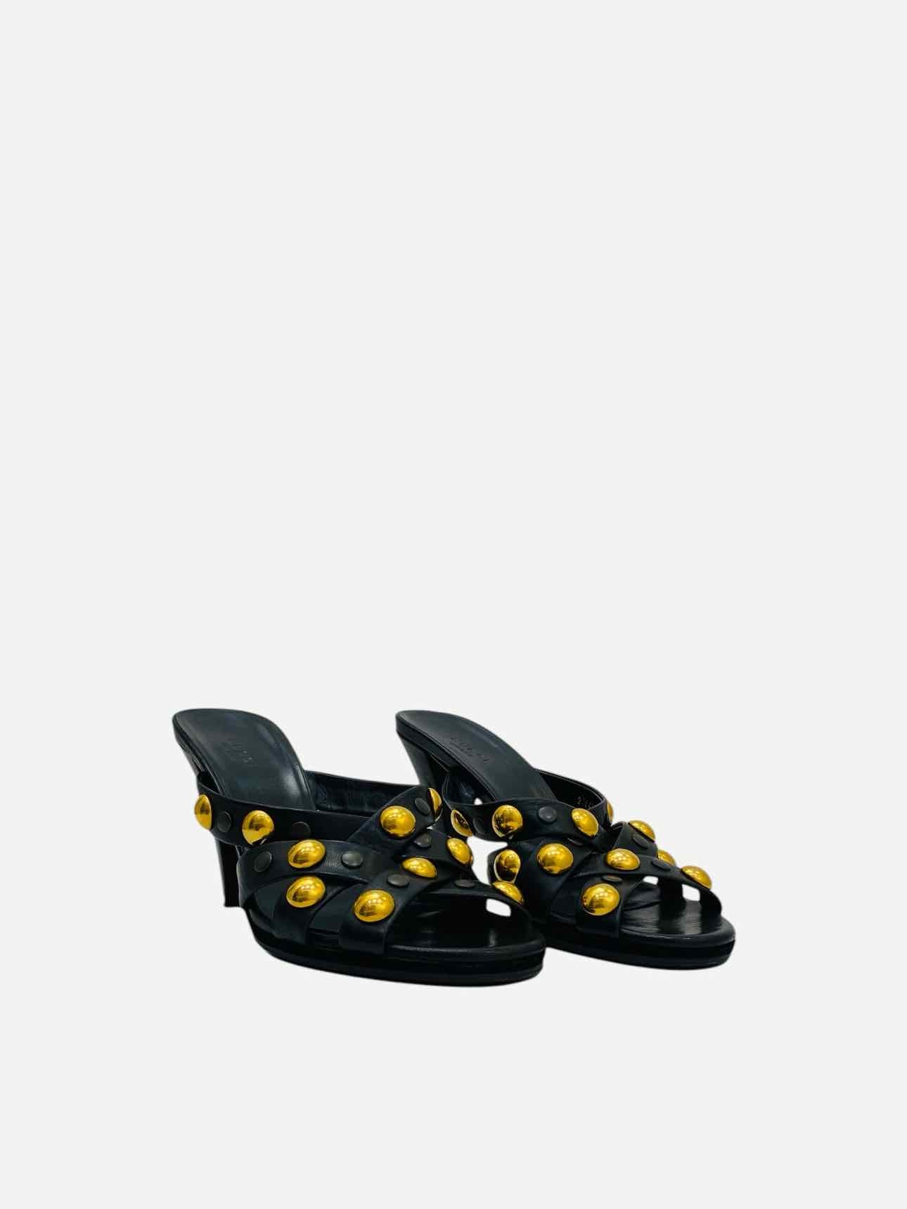 GUCCI Babouska Black w/ Gold Size EU 39.5 Mules