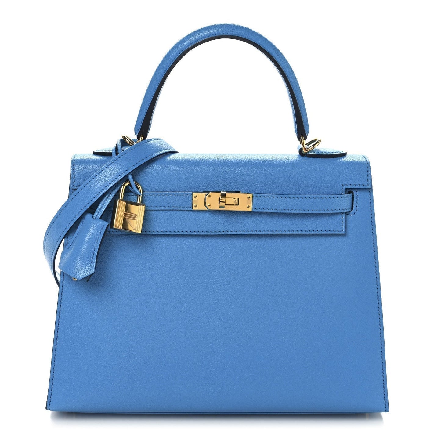 Hermes Chevre Chandra Kelly Sellier 25 Bleu Frida