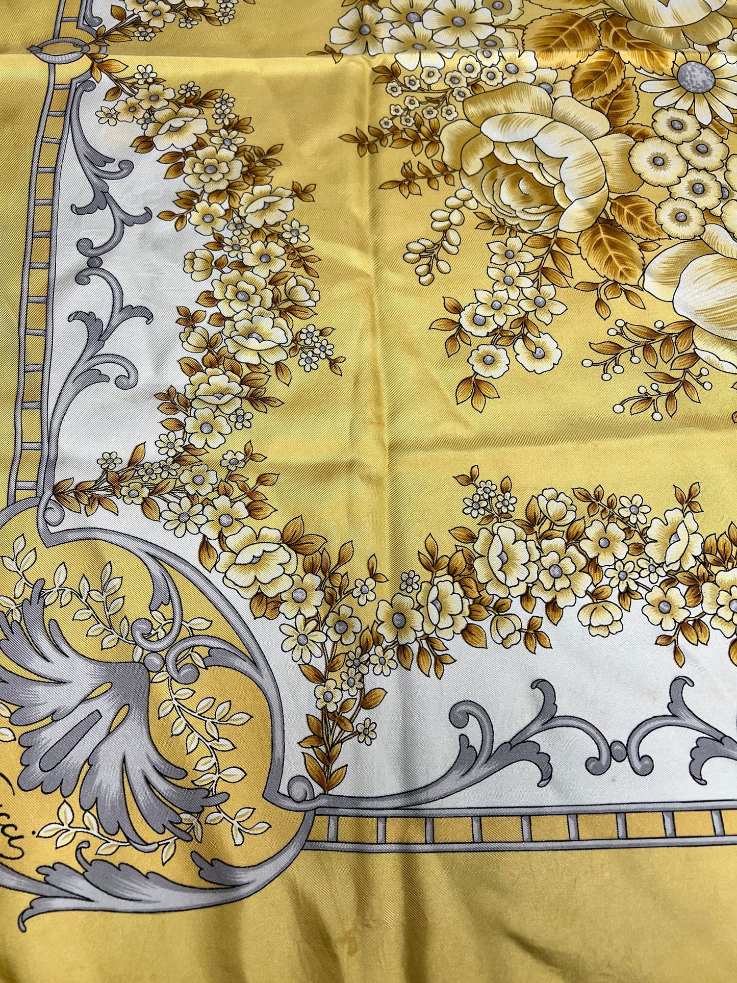 Gucci   Yellow Floral Silk Scarf
