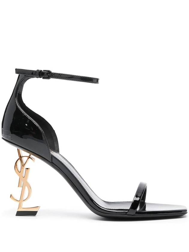 Luxury Saint Laurent Trending 2025 Opium Gold YSL Logo Open Toe Sandal Heels Black