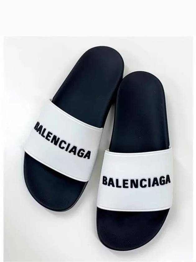 Luxury Balenciaga Trending 2026 Logo Pool Slippers White