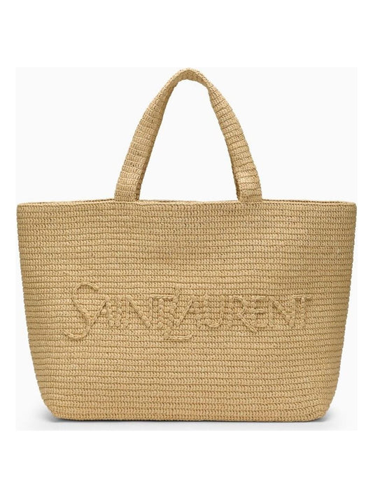 Luxury Saint Laurent Trending 2025 Women's Logo Shopping Bag in Naturale | 776763GAAEL