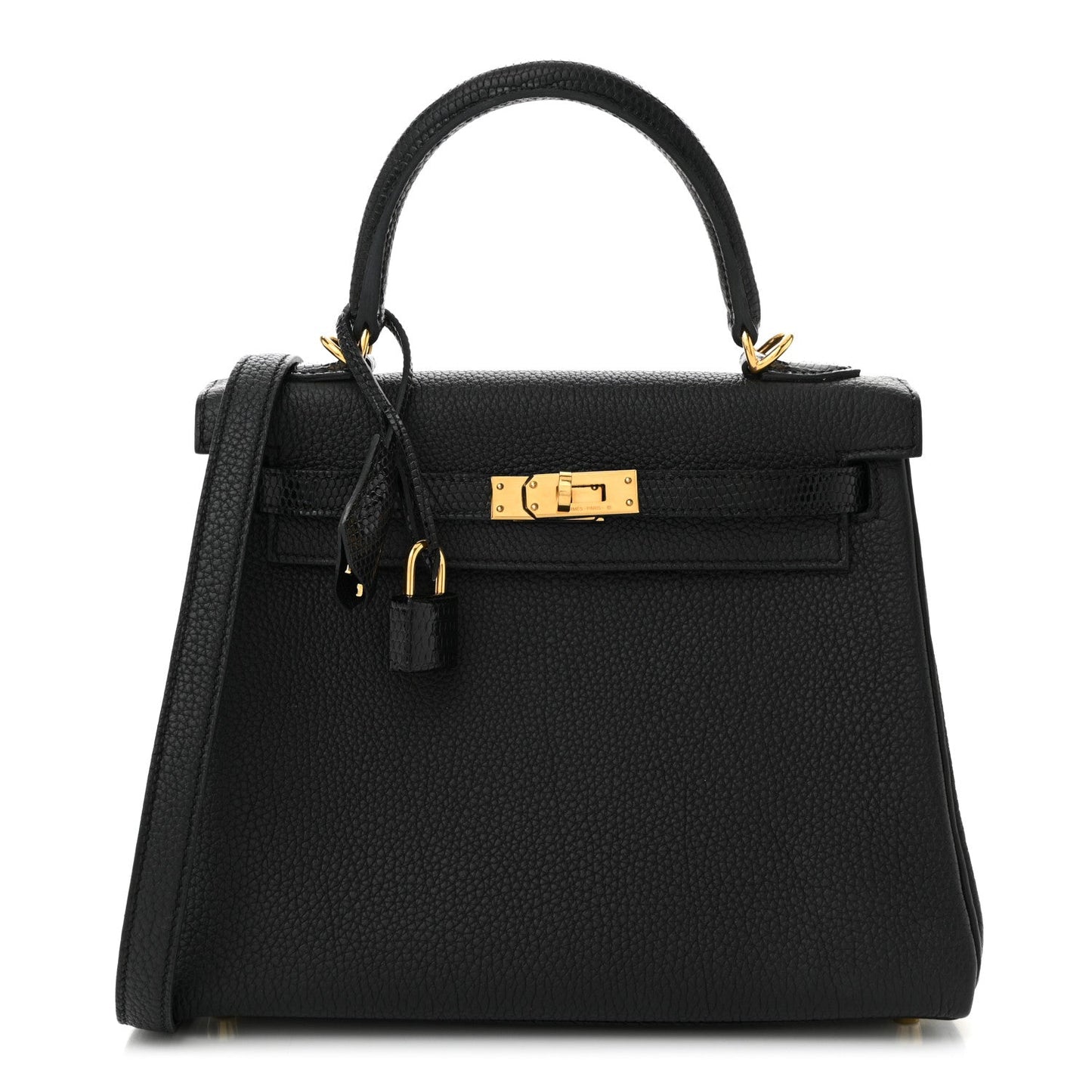 Hermes Togo Lizard Kelly Retourne Touch 25 Black