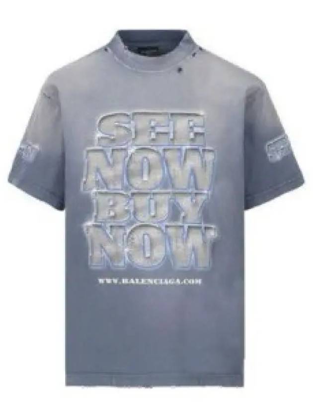 Luxury Balenciaga Trending 2026 See Now Buy Now Short Sleeve T-Shirt Blue