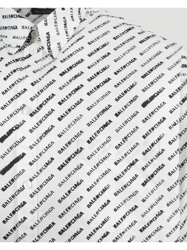 Luxury Balenciaga Trending 2026 Allover Logo Print Long Sleeve Shirt White Black