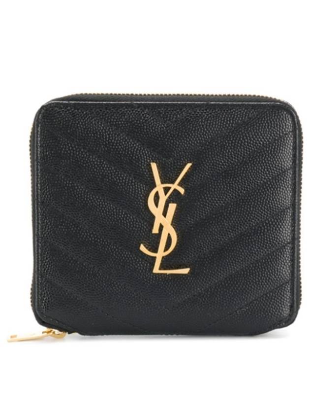 Luxury Saint Laurent Trending 2025 Monogram Compact Zipper Halfwallet Black