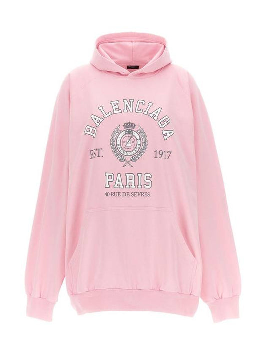 Luxury Balenciaga Trending 2026 College Logo Hoodie Pink