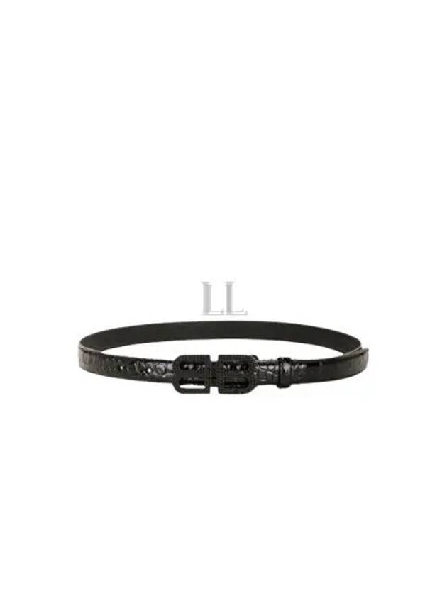 Luxury Balenciaga Trending 2026 BB Hourglass Leather Belt Black