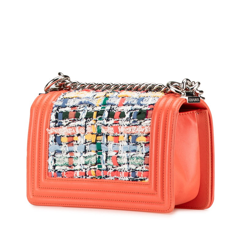 Chanel Boy Chanel Tweed Leather Shoulder Bag Classic Flap