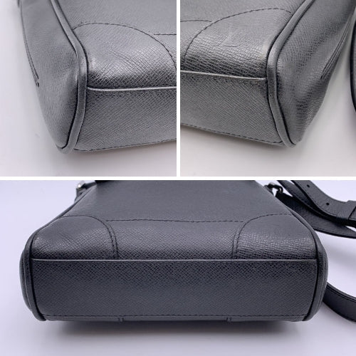 LOUIS VUITTON Black Taiga Leather Luka Messenger Crossbody Bag
