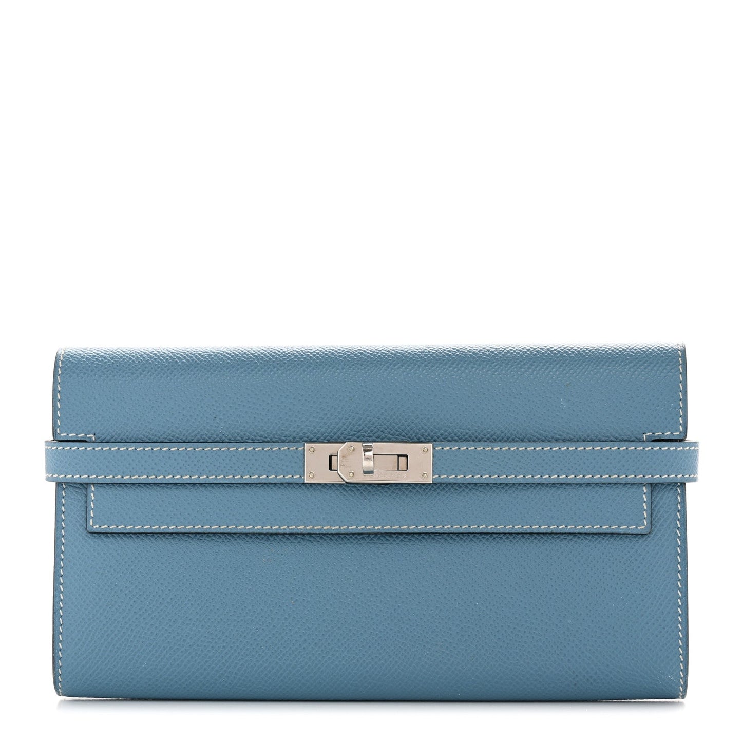 Hermes Epsom Kelly Longue Wallet Blue Jean