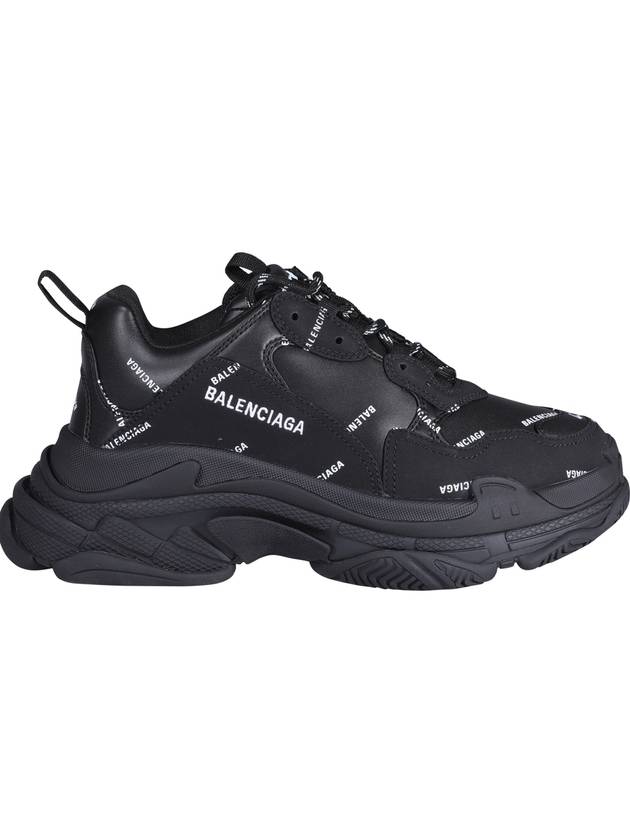Luxury Balenciaga Trending 2026 Allover Logo Triple S Low Top Sneakers Black