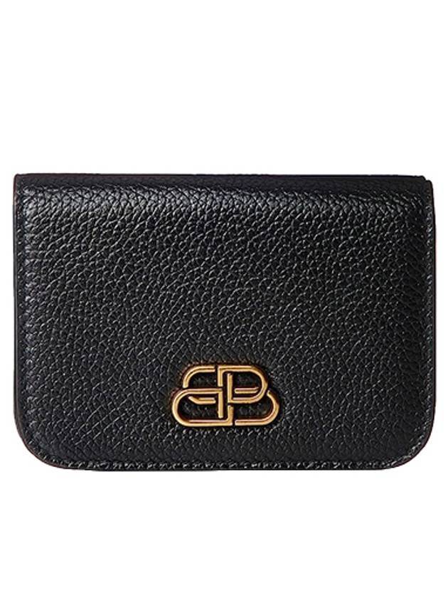 Luxury Balenciaga Trending 2026 Gold BB Logo Half Wallet Black