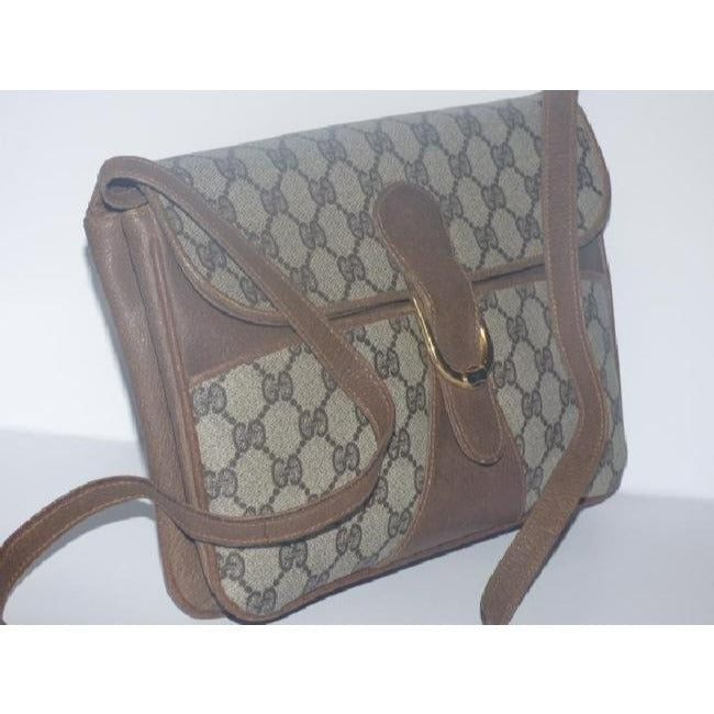 Gucci Vintage Pursesdesigner Purses Brown Large G Logo Print Coated Canvas And Brown Leather Shoulde
