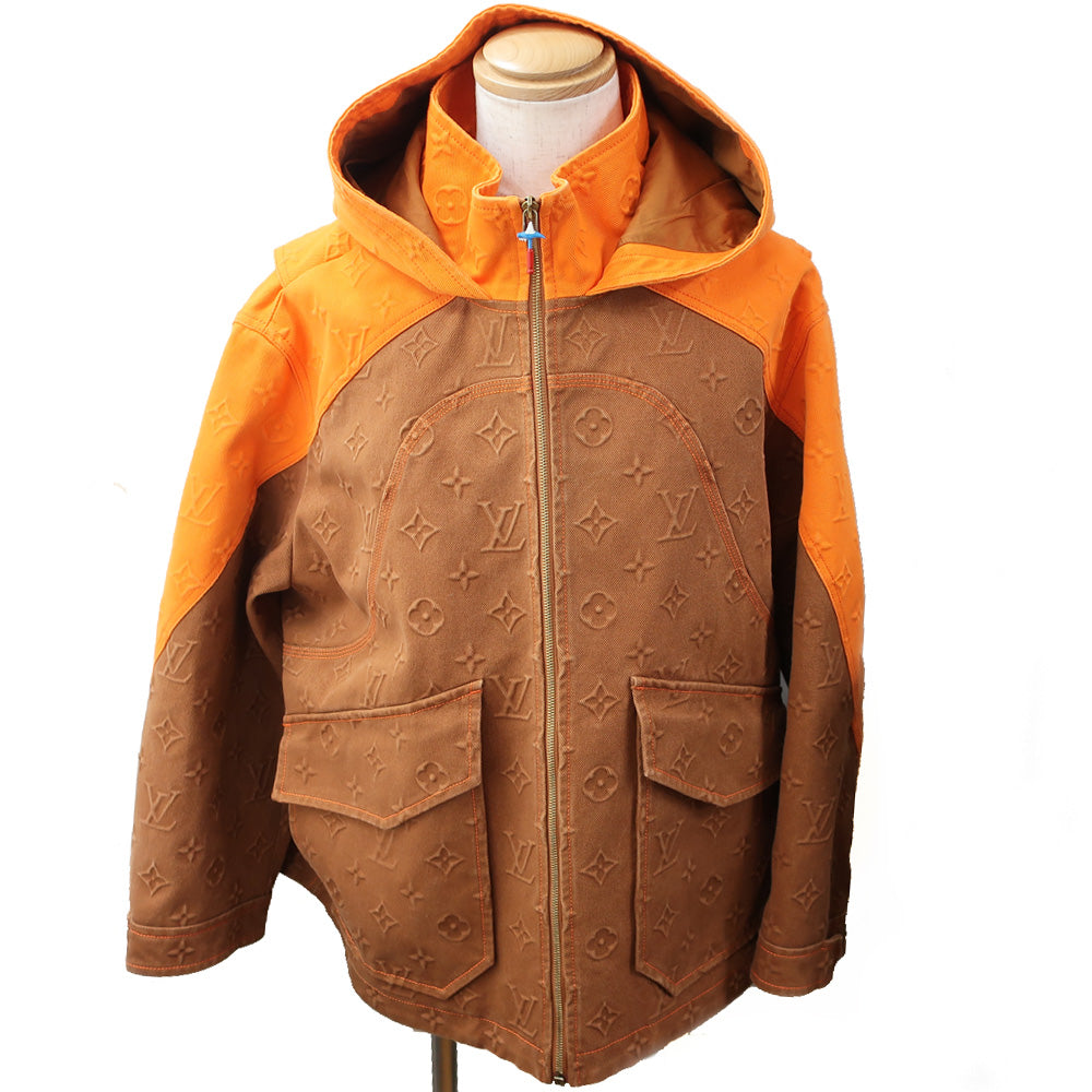 Louis Vuitton Monogram s Denim Jacket Orange Brown Size 54 Apparel Dress Mens Fashion