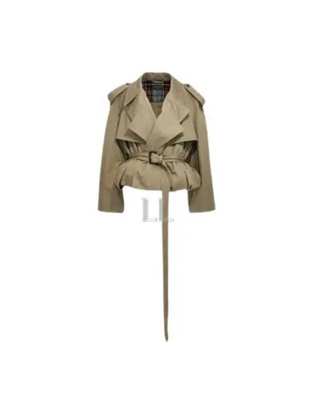 Luxury Balenciaga Trending 2026 Fold Cotton Twill Short Trench Coat Beige