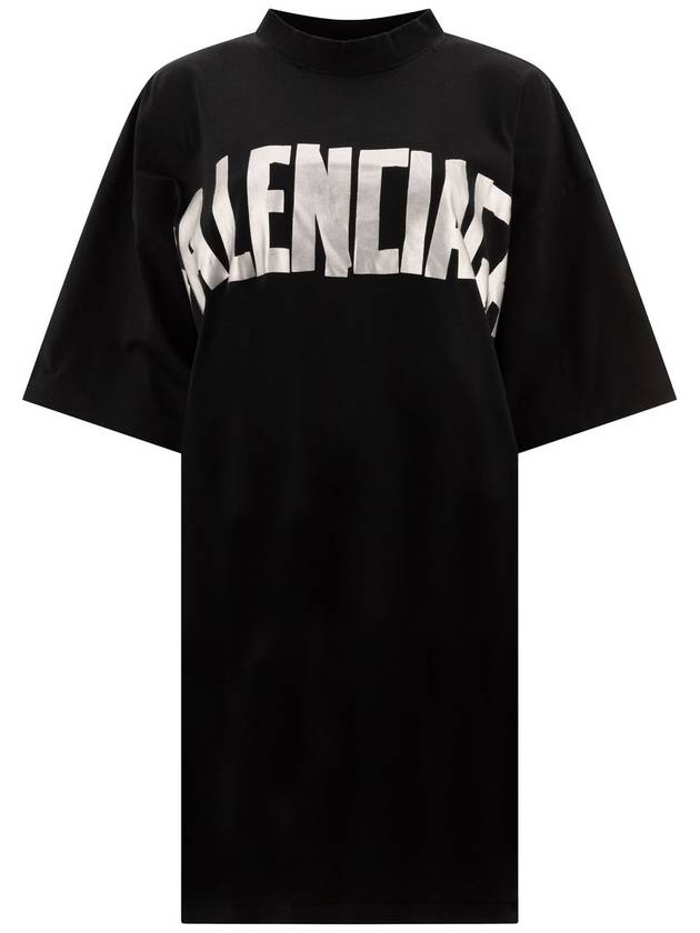 Luxury Balenciaga Trending 2026 Logo Print T-Shirt Short Dress Black