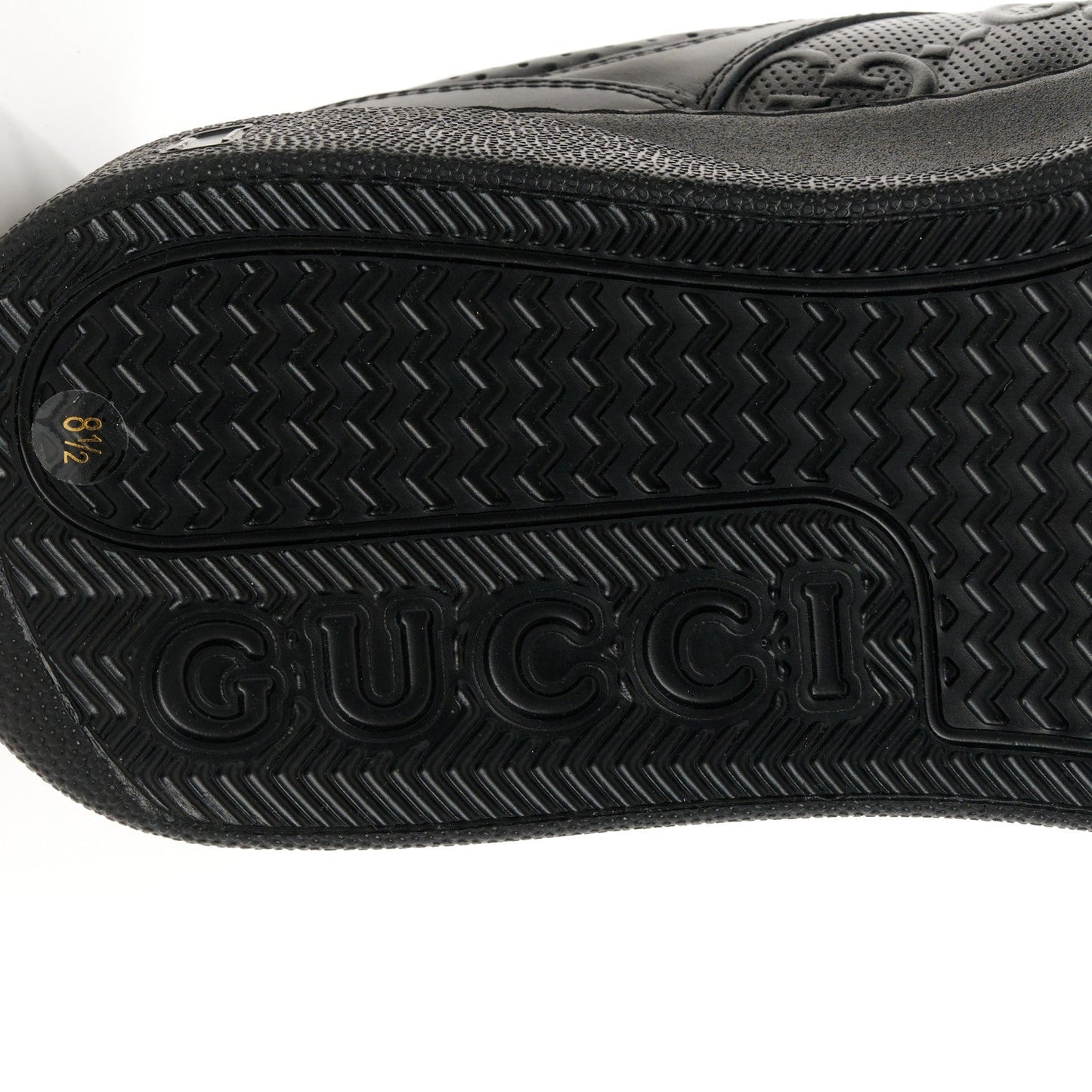 Gucci Calfskin GG Tennis Embossed Perforated Mens Interlocking G 55mm Sneakers 8.5 Black