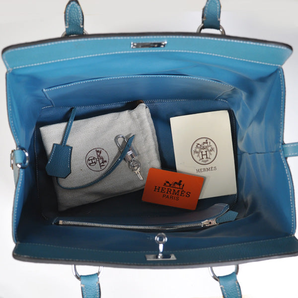 Luxury Hermes Toolbox H8688 Ladies 2way Blue Handbag