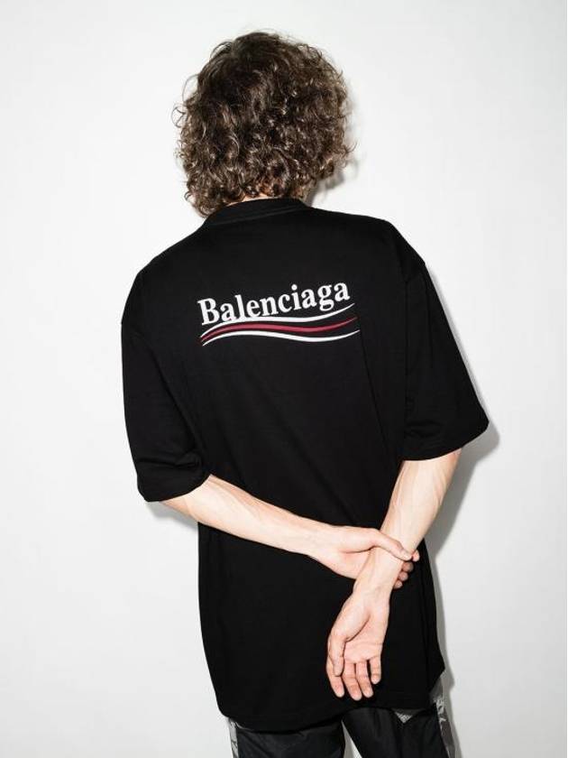 Luxury Balenciaga Trending 2026 Political Campaign Large Fit Short Sleeve T-Shirt Black
