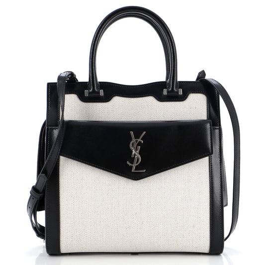 Luxury Saint Laurent Trending 2025 Uptown Tote Canvas with Leather Small