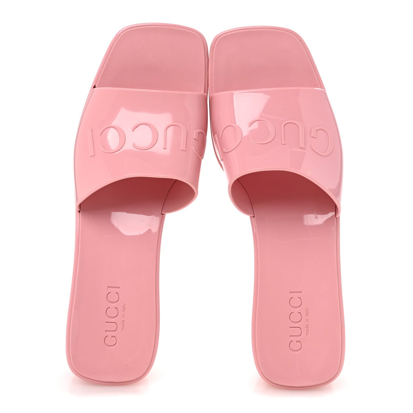 Gucci Rubber Logo Womens Platform 20/60mm Slide Sandals 39 Wild Rose