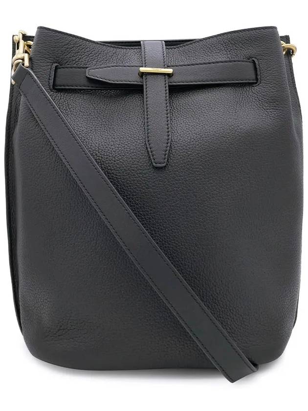 Luxury Saint Laurent Trending 2025 Grained Leather Boucle Bucket Bag Black