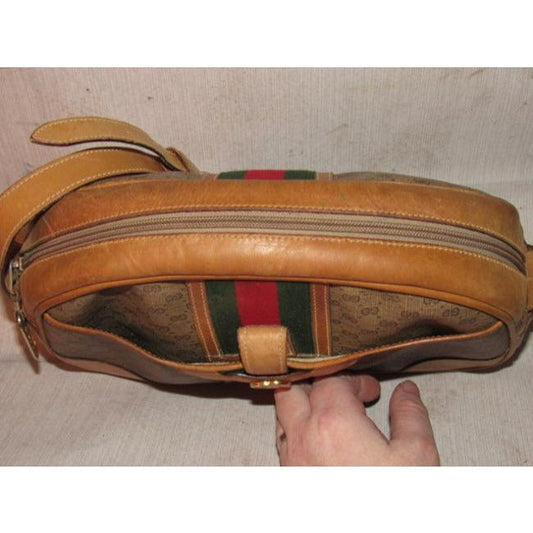 Gucci Vintage Pursesdesigner Purses Brown Small G Logo Print Coated Canvas And Camel Leather With Re
